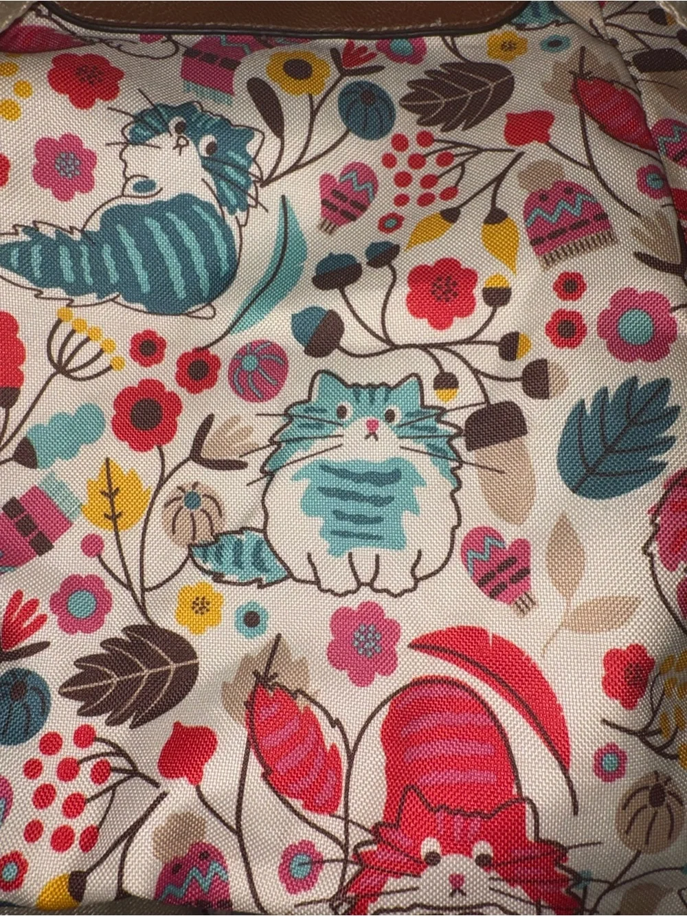 Lily Bloom Cream Backpack with Pink, Teal & Brown Accents